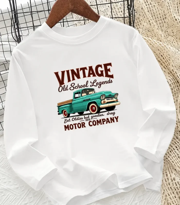 Vintage Printed Long Sleeve T-Shirts for Kids