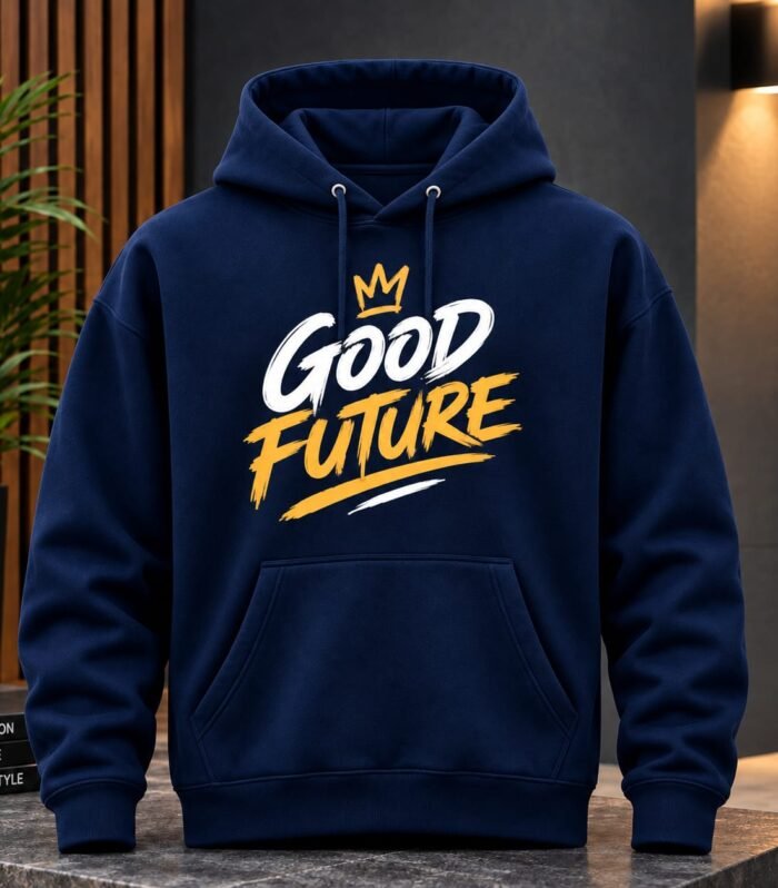 Navy Blue Good Future Graphic Hoodie