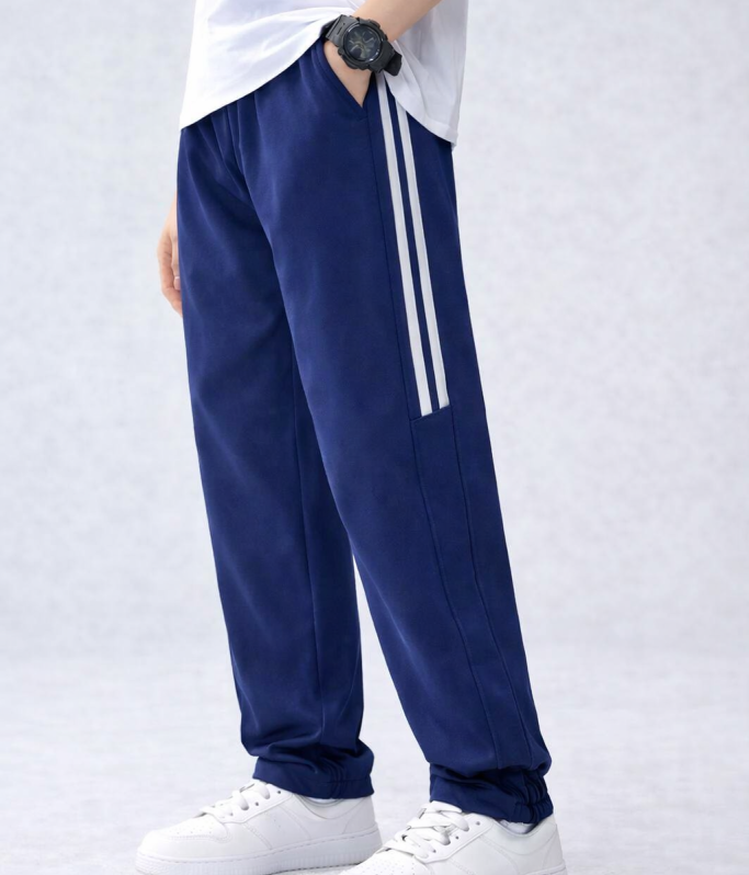 Navy Blue Double Stripe Trouser For Mens