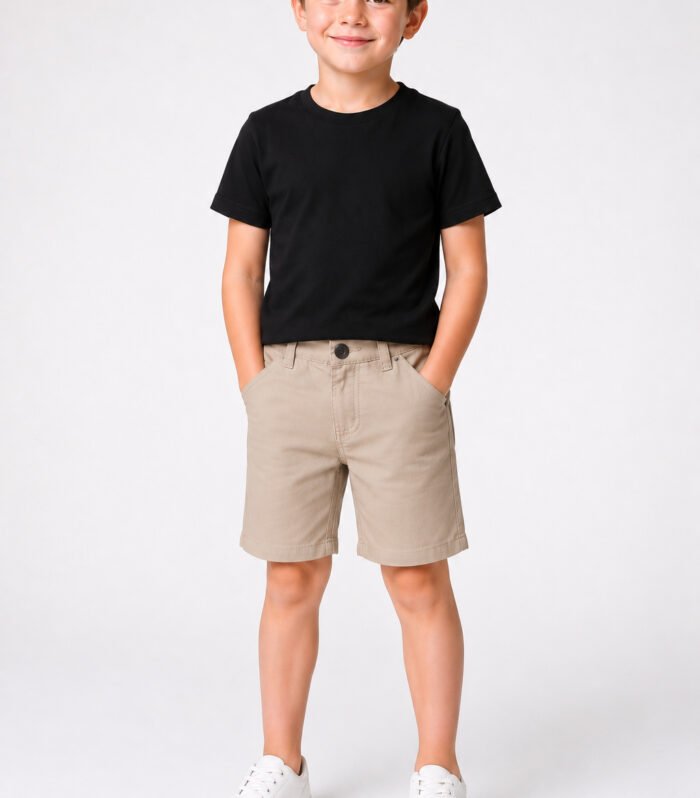 Beige Cotton Short For Kids