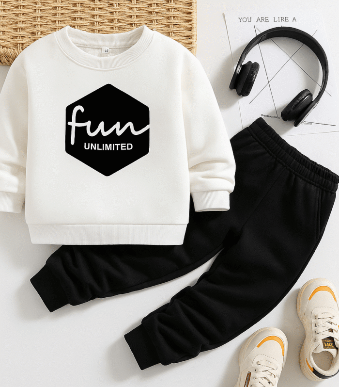 Fun Unlimited Printed Sweatshirt Tracksuit for Kids