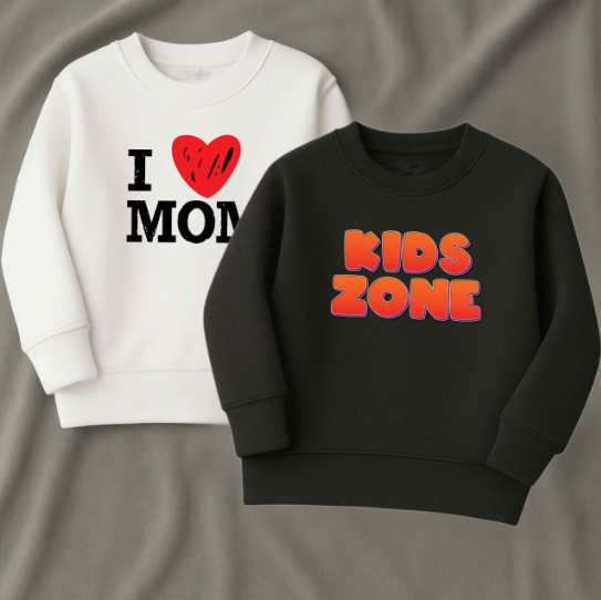 Kids Pack of 2 Printed Sweatshirts – I Love Mom & Kids Zone