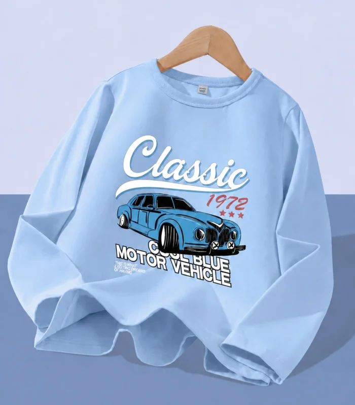 Classic Car Printed Long Sleeve T-Shirts for Kids