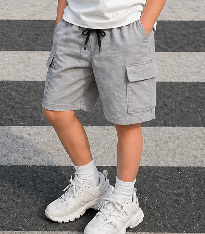 Heather Grey Cargo Summer Short For Boys