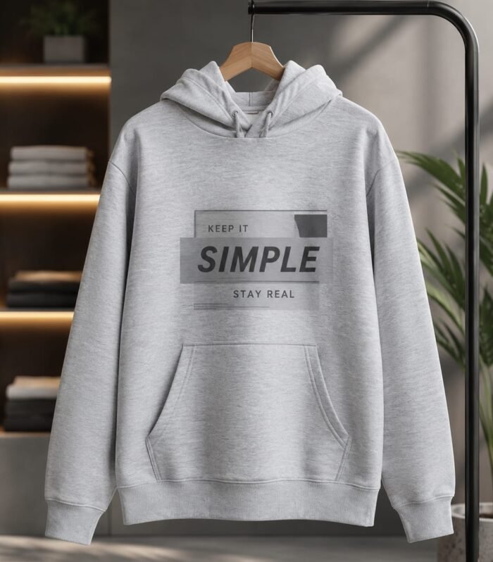 Men’s Heather Grey Simple Hoodie