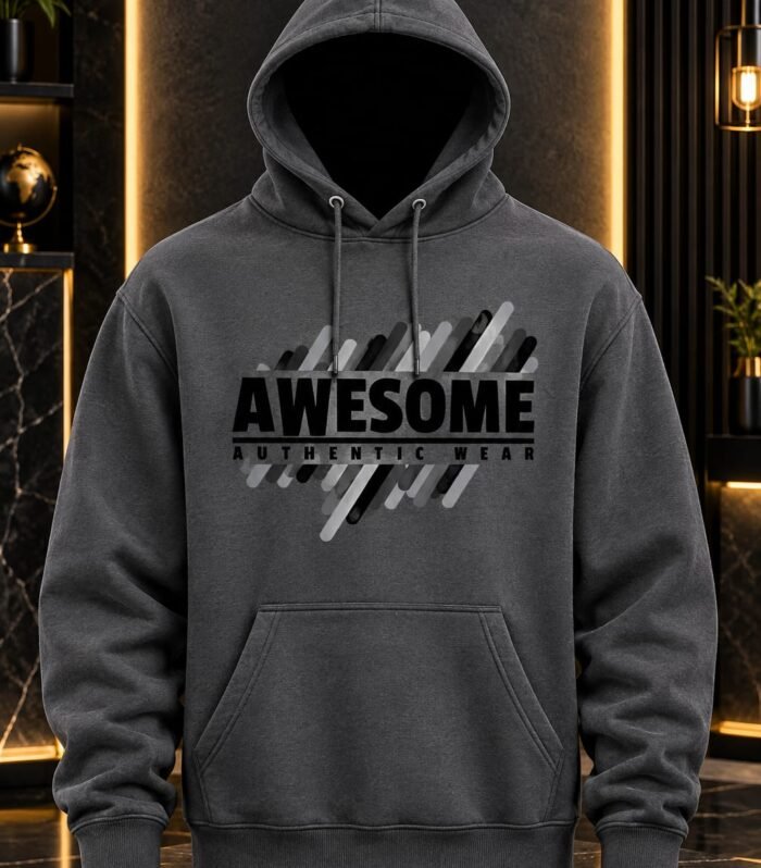 Premium Charcoal Grey Awesome Graphic Hoodie for Men