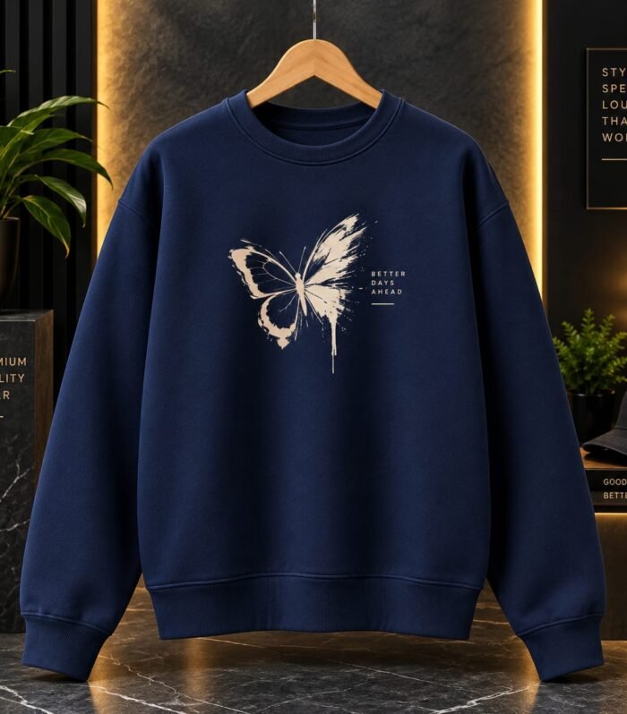Premium Butterfly Navy Blue Sweatshirt