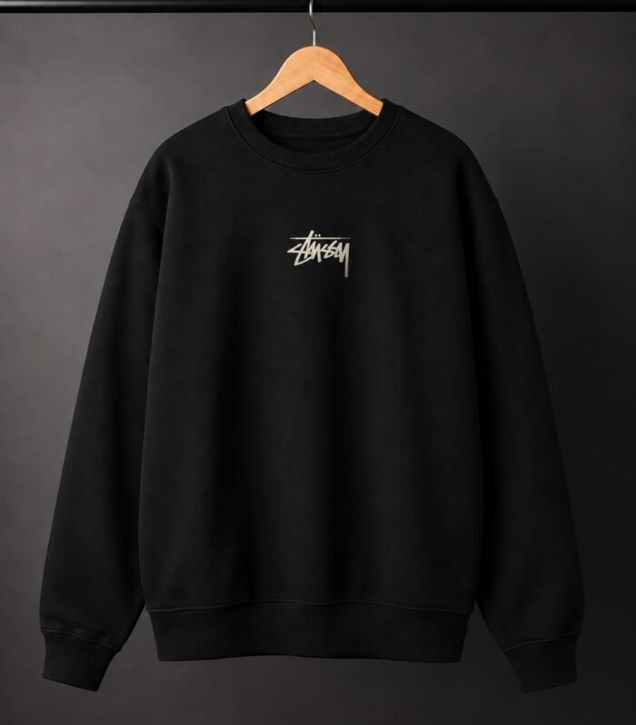 Minimal Signature Logo Sweatshirt – Black
