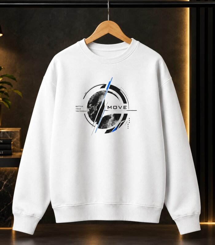 Premium Move Graphic White Sweatshirt