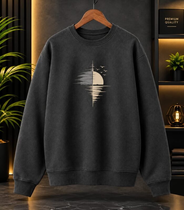 Men’s Minimalist Weather Graphic Charcoal Grey Sweatshirt